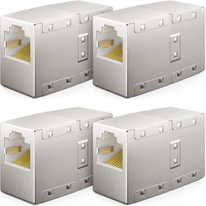 KAL-4 Pièces Coupleur Rj45 (1000 Mbit) Gigabit Câble Lan Extension Câble Réseau Ethernet Adaptateur Connecteur Compatible Avec Cat8, Cat7, Cat6, Cat5 Câble Patch Lan Dsl Poe 2X Rj45 Femelle - Neuf