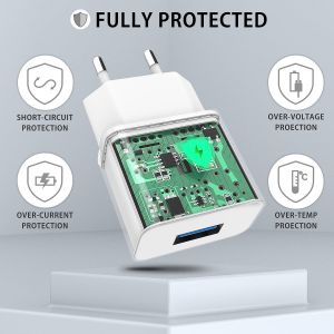 TIANYI-2X Chargeur Secteur - Adaptateur USB Universel Mural (5V | 1A) - Compatible avec Apple iPhone 12 Pro Max | 11 | XS | X Samsung Galaxy S20 FE Plus Ultra - Blanc - Neuf