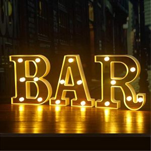 Bar Lettres Lumineuses &Agrave; Led Lampe, Alphabet Lumineux Lampe, Lettre Decoration, Panneau De Bar Lumineux, Aliment&eacute;es Par Piles, Pour D&eacute;coration De Bar, Pub, Maison, F&ecirc;te, Murale&iquest;Bar Dor&eacute;&iquest; - Neuf