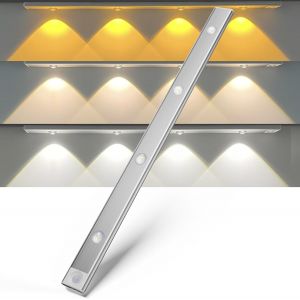 Lampe D'armoire, 60 Cm Lampe De Placard Sans Fil Led, Lumi&egrave;re De Cuisine Avec D&eacute;tecteur De Mouvement, Veilleuse Rechargeable Usb 1500 Mah Avec Magn&eacute;tique, 3 Couleurs Luminosit&eacute; R&eacute;glable - Neuf