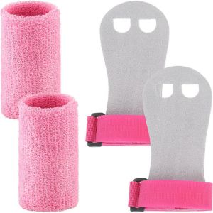 Gants De Pr&eacute;hension Pour Enfants - Gants En Cuir Et Bandages De Poignet - Protection Paumes Pour Gymnastique/Barre(Rose,L) - Neuf