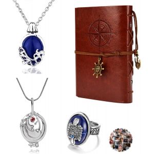 Lot De 24 Bijoux Vintage The Vampire Diar.S En Cuir Pour &Eacute;crire, Journal, Carnet De Nuit, Katherine Saphir, Cristal, Pendentif, Bague De Damon, Autocollants Du Film - Neuf