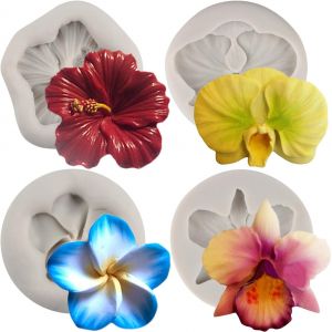 Fleur Fleur Silicone Moule Orchid&eacute;e Chocolat Fondant Moules Pour D&eacute;coration De G&acirc;teaux Bonbons P&acirc;te De Gomme Cupcake Topper Ensemble De 4 - Neuf
