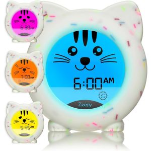 Horloge Enfant 4 Phases Apprentissage Sommeil | Reveil Enfant Educatif Jour/Nuit & Veilleuse B&eacute;b&eacute; Usb | Cadeau Naissance Id&eacute;al - Kip Le Chaton - Neuf