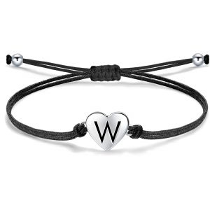 Eryi-Liquidation Totale, Bracelet Lettre Pour Femme Avec Coeur En Argent 925, Bracelet Cordon Tressé Fait À La Main Avec Breloque Initiale, Bijoux Alphabet Personnalisés Réglable - Neuf