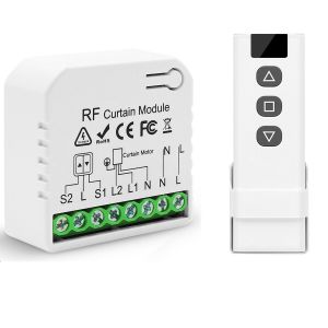 Interrupteur Module Volet Roulant Sans Fil,Commutateur de Commande à Distance de Moteur AC sans Fil pour Volets Roulants Stores Stores Auvent AC 220V 230V Émetteur Radio RF Contrôle de Portée 100M - Neuf