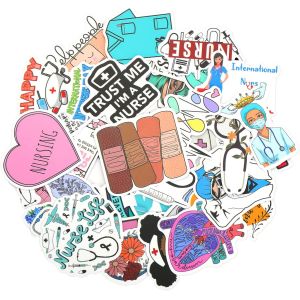 KALANKA-Lot de 50 autocollants d'infirmière Anime Jour de l'infirmière Autocollants de motivation autocollants en vinyle imperméables pour ordinateur portable, skateboard, bouteilles d'eau, téléphone - Neuf