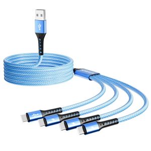 Thef-Câble Multi Usb C Charge Rapide, 1.2m Qc 3.0(3a) Câble De Chargeur Répartiteur Usb C 4 En 1 Avec 4 Ports Type-C, Pour Iphone 16/15 Série, Ipad Air/Pro, Samsung Galaxy S25/S24, Huawei, Lg, Sony - Neuf