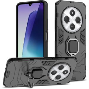 Kal-Coque Pour Xiaomi Redmi 14c, Etui De Protection Antichoc De Qualité Militaire, Housse Avec Anneau Support Métallique, Support De Voiture Compatible, Noir - Neuf
