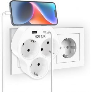 KALANKA-5 en 1 Multiprise Murale 3 Prises et 2 USB-A, Multiprise Electrique Murale 4000W, Multiprise USB Chargeur avec Protection Contre Les Surintensités Idéal pour Domicile, Bureau - Neuf