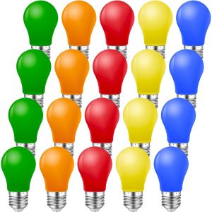 Ampoule Led Couleur 1w E27,Ampoule Multicolore E27,Ampoules De Couleur K45,Ampoules Led Couleurs,Rouge Jaune Bleu Vert Orange,Pour Guirlande Lumineuse Multicolore D&eacute;coration De F&ecirc;te,Lot De 20 - Neuf