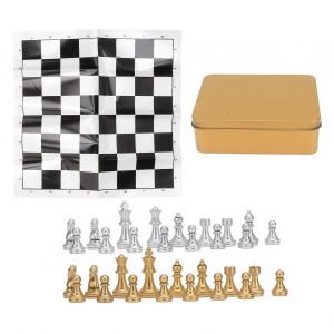 Jeu D'&eacute;checs International Ensemble De Pi&egrave;ces D'&eacute;checs Internationales R&eacute;sistant &Agrave; L'usure Avec Bo&icirc;te De Fer De Rangement Pour La Bo&icirc;te En Or De Voyage De F&ecirc;te De Famille - Neuf