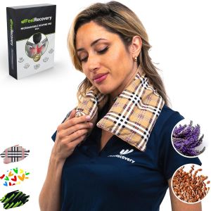 Coussin Chauffant Micro-Onde Pour Le Cou - Bouillotte S&egrave;che Epaule Et Nuque (60x15 Cm) - Compresse Chauffante De Graines De Lin Aromatiques - Housse Lavable, 100% Coton Et Odeur De Lavande - Neuf