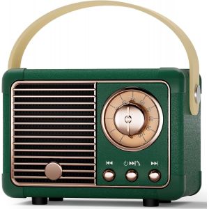 Enceinte Bluetooth Vintage Enceinte Connect&eacute;e Cadeau Femme Cadeau Ado Gar&ccedil;on Cadeau d'anniversaire R&eacute;tro Enceinte Portable Bluetooth pour D&eacute;co Int&eacute;rieur, Deco Chambre Cuisine Salon Boutique (Vert) - Neuf