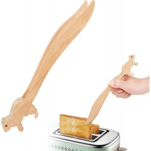 Kalanka-Pince &Agrave; Toast En Bois &iquest; &Eacute;cureuil, Grande Pince De Cuisine Polyvalente En Bois, Antid&eacute;rapante, R&eacute;sistante &Agrave; La Chaleur, Facile &Agrave; Nettoyer, Ustensile De Cuisine Pour Fromage, Bacon, Muffins Et - Neuf
