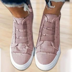 Chaussures De Soutien De L'arche À Ressort Semelle Épaisse Chaussures En Toile Décontractées Avec Fermeture À Sangle Élastique Mise En Place Rapide Pour Les Femmes Au Quotidien Rose,38 - Neuf