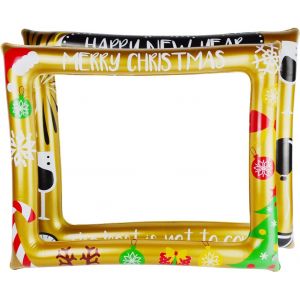 CHECARZHN--NO1-Noël Gonflable Cadre Photo,Nouvelle Année Gonflable Cadre Photo,Double Face Accessoires Photobooth,Noël Gonflable Cadre Selfie,Nouvelle Année Fournitures De Fête De Noël - Neuf