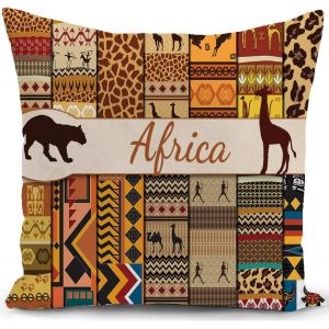 Cauc-Housse De Coussin Canape Decoration Salon Afrique Cadeau Femme Housse Coussin Pour Canap&eacute; African 40x40 Cm Chambre Deco Exterieur Decoratif - Neuf