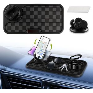Tapis Antid&eacute;rapant Voiture,Multifonctionnel Tapis Pour Tableau De Bord De Voiture Avec Support Universel Rotatif &Agrave; 360&deg; Pour T&eacute;l&eacute;phone Portable,Accessoires Automobiles Etanches(Noir&gris) - Neuf