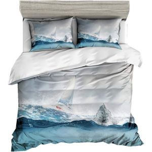 Personnes Housse De Couette X Cm Conception De La Plage En D Tropicale Palmiers &iquest;&iquest; Voile Ciel Bleu La Mer Lever Du Soleil Au Cr&iquest;&iquest;Puscule Paysage Romantique Parures De Lit (Style # - Neuf