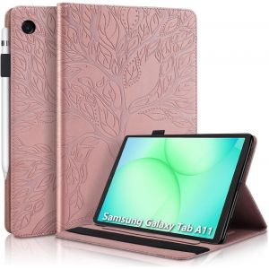 LORANKA-Coque pour Samsung Galaxy Tab A11 8.7 Pouces 2025 SM-X133 SM-X135 Housse de Protection avec Porte-Pencil &Eacute;tui &agrave; Rabat avec Support Fonction pour Galaxy Tab A11 8.7" 2025 Rose Gold - Neuf