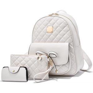 Petit Sac À Dos Femmes Mini Sac A Dos En Cuir Sac À Dos Pour Fille Daypack 3 En 1 Sac A Dos Mignon Sac D'École Fille Cuir Sacs À Dos De Jour Sac A Dos Voyage Blanc[H1758] - Neuf