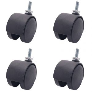 6mm Tige Filetee 40mm Double roue rotative Caster Noir - Neuf