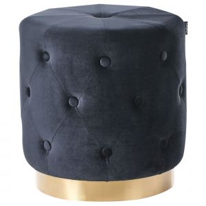 Pouf Carrollton Velours Noir 40 Cm 40 Cm 41 Cm - Neuf