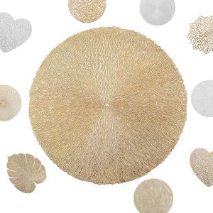 Eryi-2 Pièces Set De Table Ronds Fils Emmêlés Ronds,Napperon De Table Évidé Or Pvc,Antidérapant|Résiste Chaleur|Lavable Pad De Noël Table Décoration Pour Cuisine Restaurant Table À Manger - Neuf
