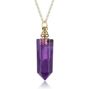 Kal-Collier Pendentif De Bouteille Pierre Précieuses Hexagonales Améthyste Pierre Naturelle Pour Cendre Parfum Mini Urne Collier Bijoux Femme Homme - Neuf