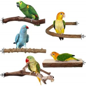 Chenquansarl-Lot De 5 Perchoirs En Bois Naturel Pour O Aux, Perchoir À Mâcher, Accessoires Pour Cage À Perroquet, Branches Debout Pour Calopsittes, Perroquets À Col Rond - Neuf
