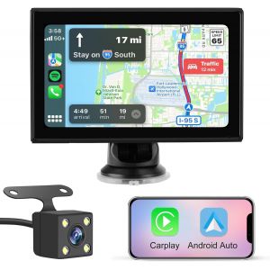 CarPlay sans Fil et pour Carplay&Android Auto,avec Dashcam Avant 4K, Caméra Arrière 1080P, Portable, écran Tactile de 9 Pouce avec Bluetooth/GPS/FM/AUX/Lien Miroir/Carte TF 64G - Neuf
