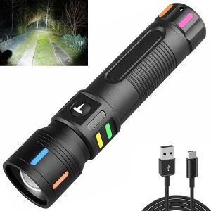 Petite Lampe De Poche Led 20 000 Lumens Rechargeables, Lampe Torche Zoomable, Puissante Et Étanche Pour Les Urgences De Randonnée - Neuf