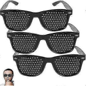 Lot De 3 Lunettes &Agrave; Trous St&eacute;nop&eacute;iques Pour Am&eacute;liorer La Vision, Lunettes Unisexes Noires - Neuf