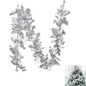 Guirlande de No&euml;l LED de 2 m avec baies vertes et baies dor&eacute;es, pour d&eacute;coration int&eacute;rieure et ext&eacute;rieure - Neuf