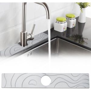 SJZG-Protection Anti-&Eacute;claboussures Pour Robinet, S&eacute;chage Rapide De La Terre De Galets, Tapis Absorbant Pour Robinets De Cuisine, Plateau D'&Eacute;gouttement, Bac En Pierre Absorbant L'Eau Pour &Eacute;vier De - Neuf