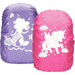 ERYI-2Pcs Housse Sac À Dos Imperméable Housse Sac À Dos Réfléchissante Housses De Sac À Dos De Randonnée Avec Réfléchissante Sirène Licorne Pour Enfant Homme Femme Randonnée Camping Voyage Cyclisme - Neuf