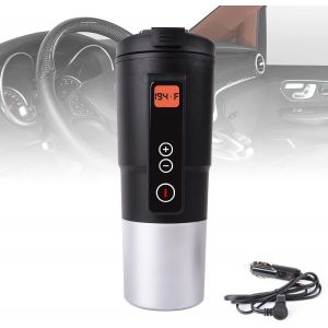 12v Électrique Chauffe-Tasses Thermos Pour Voiture Réglable De La Température Avec Affichage Led (Noir) - Neuf