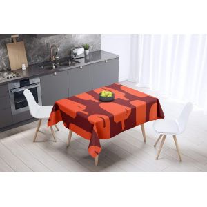 Sjzg-, Anti-Moisissure, S&eacute;chage Rapide, R&eacute;sistant Aux Taches, Lavable En Machine, 100% Polyester Nappe De Table, Bordeaux Orange, 140 X 140 Cm - Con&ccedil;u Et Fabriqu&eacute; En Turquie - Neuf