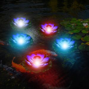 Lanterne Solaire Lotus Pour Ext&eacute;rieur,Lumi&egrave;res De Piscine Flottantes Lumi&egrave;res Solaires Led Rgb Fleur De Lotus Lampe Flottante &Eacute;tanche Pour Bassin/Jardin/Piscine/Fontaine/Aquarium (Lilas) - Neuf