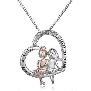 Argent Sterling Coeur Collier Soeur Cadeau Pour Les Femmes,Bijoux D'amiti&eacute; Ajustable De Soeur - Neuf