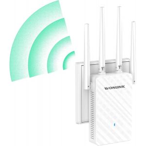 SUBZONAL-R&eacute;p&eacute;teur WiFi AC1200, Repeteur WiFi Puissant Double Bande 5GHz et 2,4GHz 1200 Mbps Amplificateur WiFi avec Port LAN, 4 Antennes, WPS, Compatible avec Toutes Les Box Internet - Neuf