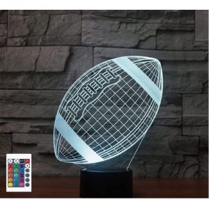 T&eacute;l&eacute;commande De Rugby 3d 16 Couleurs Illusion De Veilleuse En Acrylique Led Lampe De Chevet Pour Chambre D'enfant D&eacute;coration De Bureau Cadeau D'anniversaire Jouet Pour Enfants - Neuf