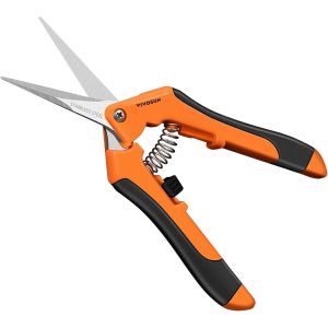 Sécateur 16,5cm avec lames droites en acier inoxydable,poignée de blocage,sécateur pour fleurs roses fruits plantes jardin,orange - Neuf