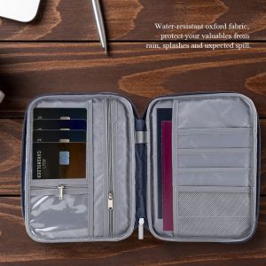HJLIAN Porte-passeport de voyage, organiseur de cartes de credit, portefeuille, porte-documents, porte-cartes (bleu L) - Neuf