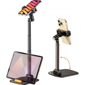 Support Telephone Bureau, Hauteur Et Angle Réglables Porte Telephone, Table De Support Téléphone Pliable Pour Iphone 15, 14, 13, 12, 11, Pro, Smartphone,Tablette,Noir[Ven8805486] - Neuf
