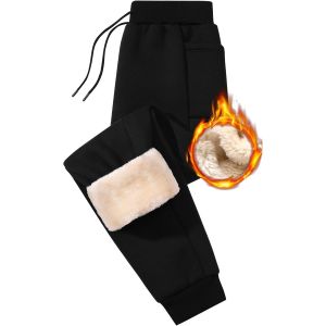 Jexnovashop-Pantalon Jogging Polaire Homme Hiver Coton Pantalon Chaud Pantalons De Sport Thermique Taille &Eacute;lastique Doubl&eacute; Sherpa Avec Poches Pantalon De Surv&ecirc;tement D&eacute;contract&eacute; - Neuf