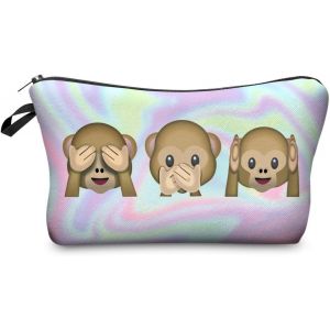 KAL-Trousse Scolaire Sac A Crayon Trousse De Toilette Plumier Organisateur Trousse A Maquillage Hollo Monkeys [009] - Neuf