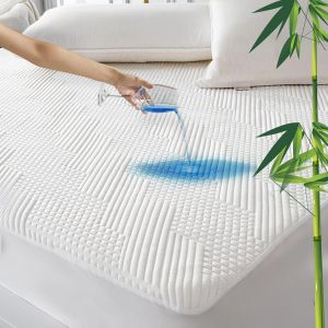 SUBZONAL-Prot&egrave;ge Matelas 160x200 cm Fibre de Bambou, Al&egrave;se Certifi&eacute; -TEX, Surmatelas Imperm&eacute;able Respirant,Bonnet jusqu'&agrave; 40cm avec &Eacute;lasticit&eacute; Tout Autour - Neuf