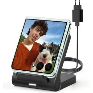 Tianyi-Chargeur Induction Pour Samsung Galaxy Z Flip, 15w Rapide Chargeur Sans Fil Pour Samsung Galaxy Z Flip 6/Z Flip 5/Z Flip 4/Z Flip 3 (Non Pliable) Avec Adaptateur - Neuf